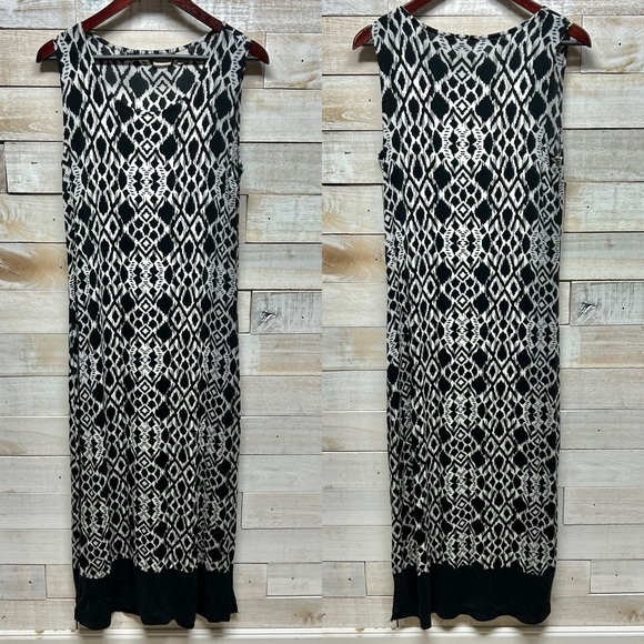 Chicos Travelers Maxi Dress Womens 1 US 8/10 Sleeveless Classic Aztec Print‎ - Picture 2 of 9